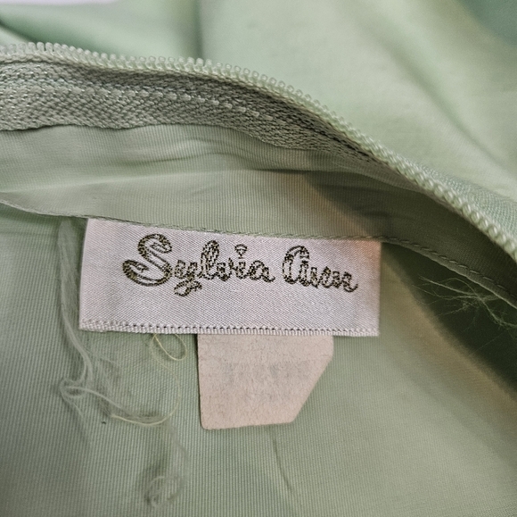 Vintage Sylvia Ann 60s Green Raw Silk Sheath Dress & Coat Size Medium Women L17 - Picture 13 of 15